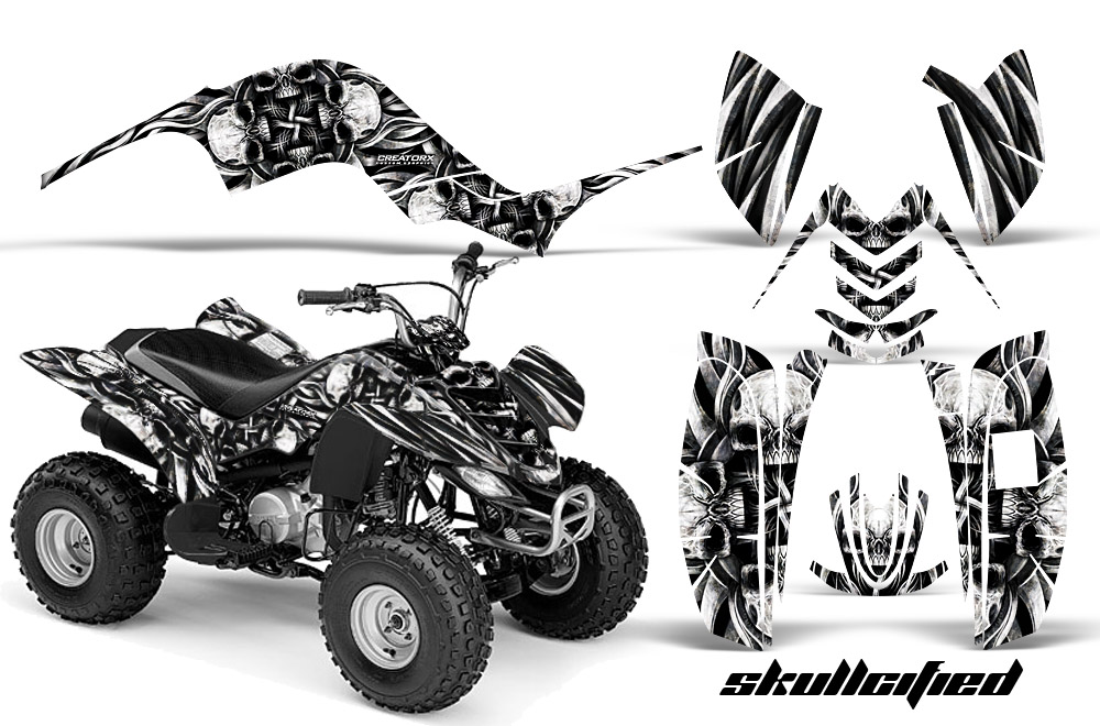 Yamaha Raptor 80 Graphics Kit Skullcified Silver BB